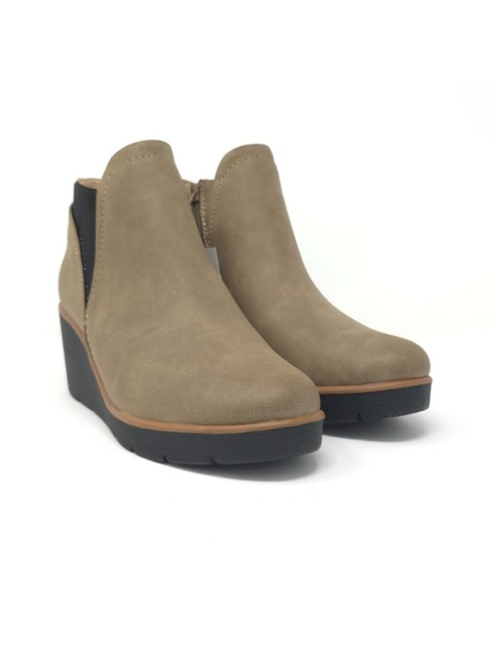 Naturalizer SOUL Affirm Water Resistant Wedge Ankle Bootie Taupe 7.5 M - Picture 2 of 13